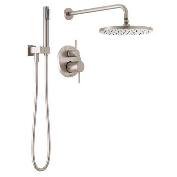Modern 1-Handle Shower Trim Kit with Hand Shower in Spotshield Brushed Nickel (Valve Not Included)