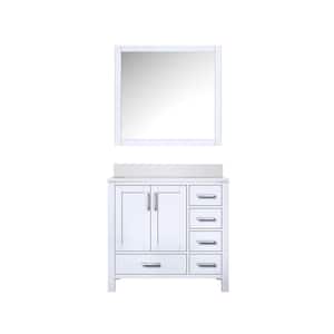 Jacques 36 in. W x 22 in. D Left Offset White Bath Vanity, White Quartz Top, and 34 in. Mirror