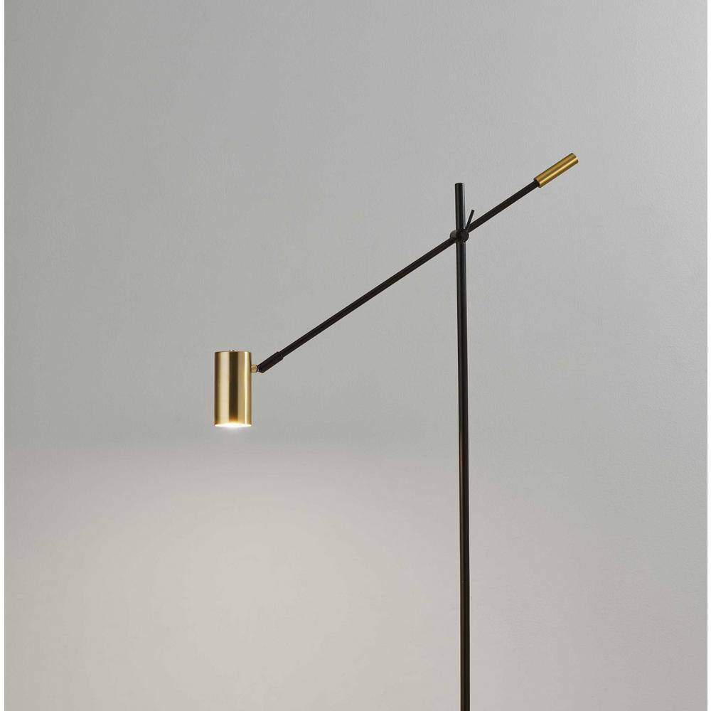 Collette 58'' Adjustable Black & Antique Brass LED Task Floor Lamp