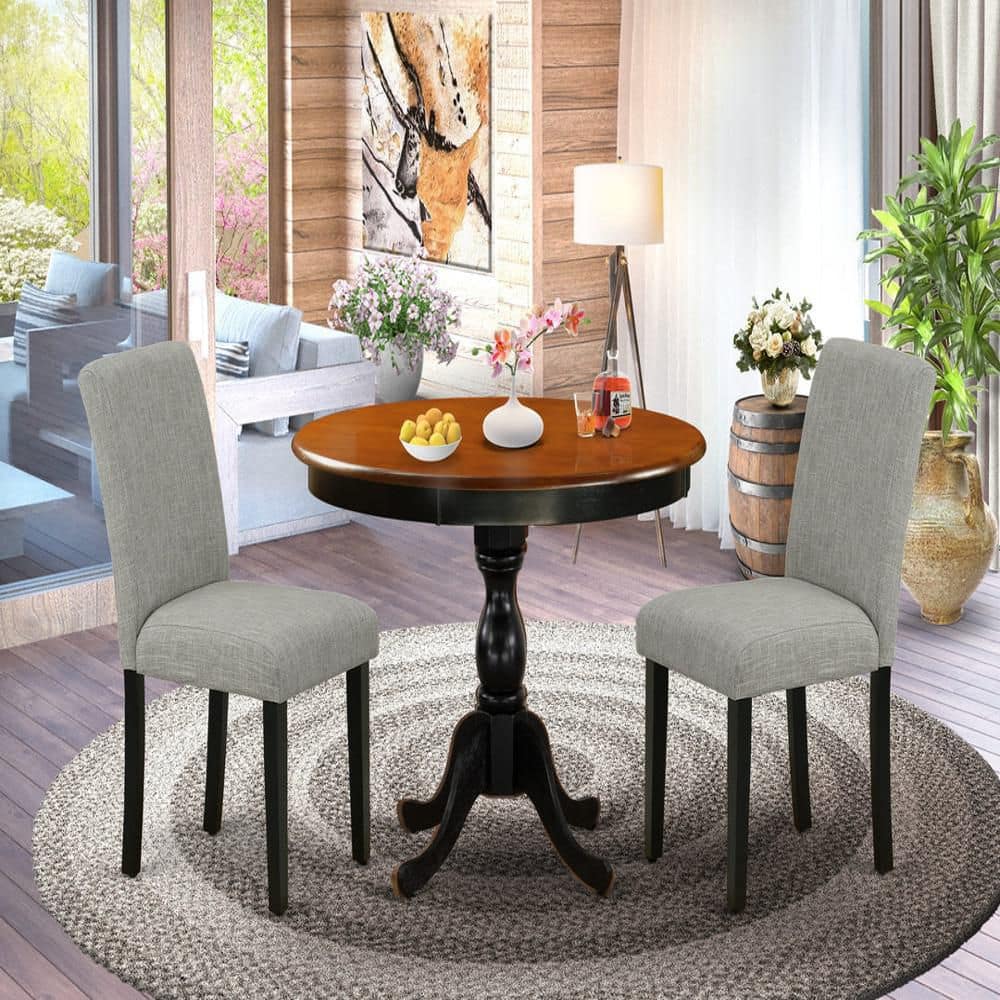 5-Piece Natural Brown Finish Solid Wood Top-Rectangular Dining Room Set-Seats 4