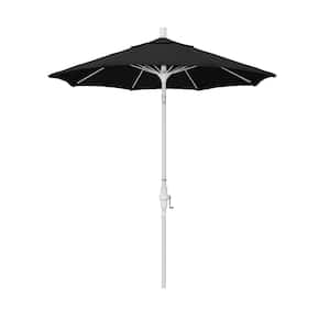 7.5 ft. Matted White Aluminum Market Patio Umbrella Fiberglass Ribs and Collar Tilt in Black Pacifica