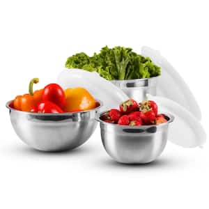 3-Piece Mixing Bowls with Lids Stainless Steel Kitchen Storage Bakeware Set