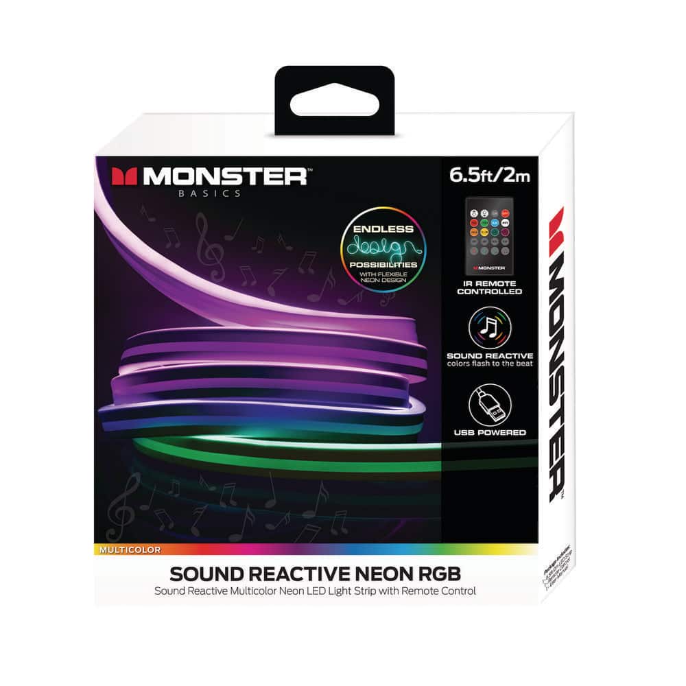 Monster 6.5 ft. Sound Reactive Flexible Color-Changing USB LED
