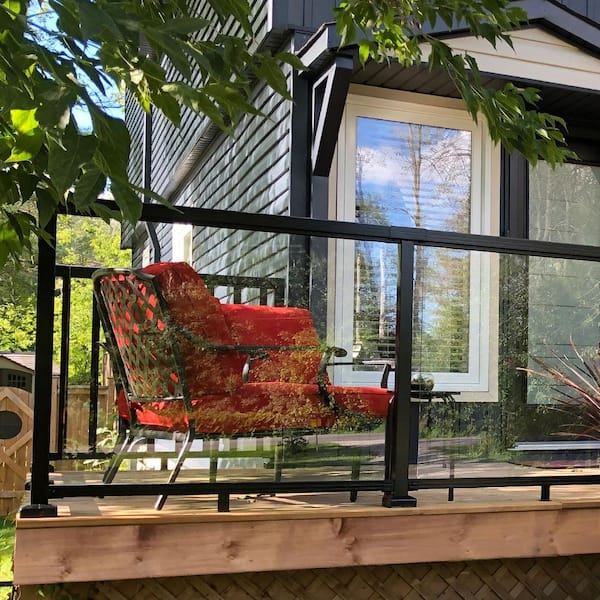 Peak Aluminum Railing 36-5/16 in. H x 36 in. W Aluminum Deck Railing Clear Tempered Glass Panel for 42 in. High System