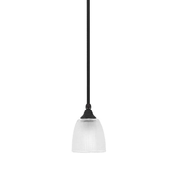 Unbranded Sparta 100-Watt 1-Light Espresso Shaded Pendant Light Mini Pendant with Clear Ribbed Glass and No Light Bulb Included