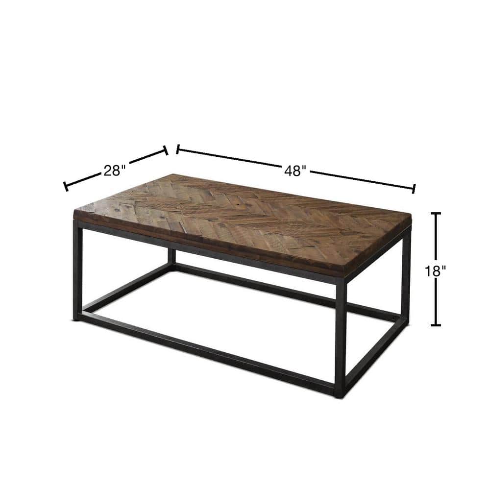 Lorenza Medium Brown Acacia Wood and Steel Rectangular Coffee Table