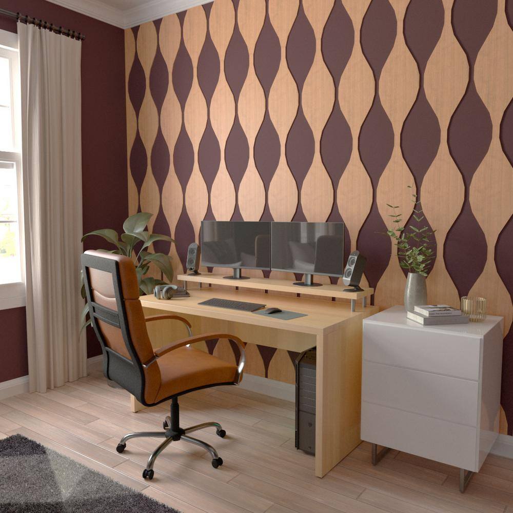 Ozark Cherry Wood Decorative Slat Wall Panel Kit, 47" x 9"