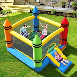 Inflatable Bounce House Kids Jumping Castle w/Slide and Ocean Balls Blower Excluded