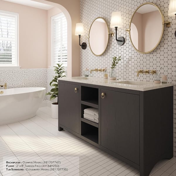 Jeffrey Court Thassos White 2 in x 8 in Polished Subway Marble Wall and Floor Tile (3.333 Sq. Ft./Case) - image 5