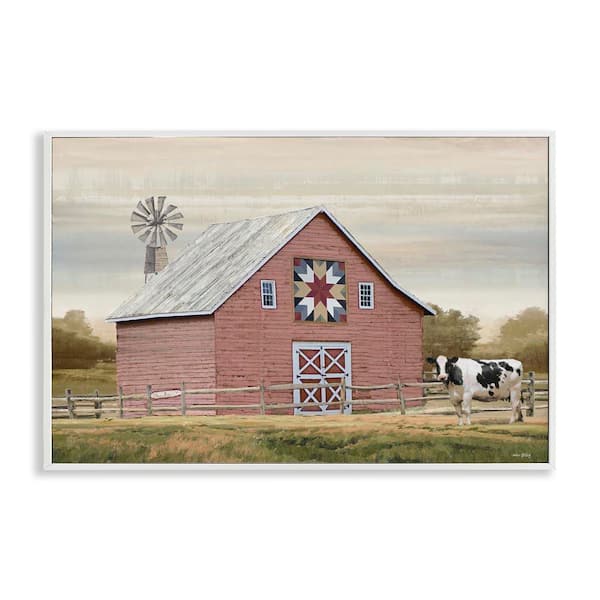 Stupell Industries Traditional Barn & Windmill by Amber Sterling White Framed Nature Giclee Art Print 20 in. x 30 in.