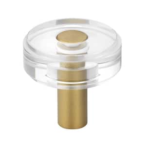 1-1/2 in. Satin Gold Round Modern Crystal Acrylic Cabinet Knobs (10-Pack)