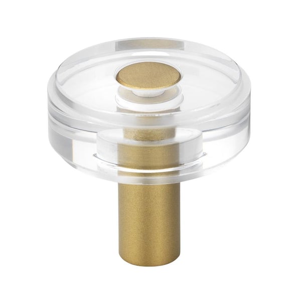 GlideRite 1-1/2 in. Satin Gold Round Modern Crystal Acrylic Cabinet Knobs (10-Pack)