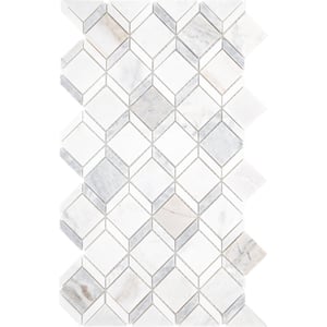 Xpress Mosaix Perfect-Fit Coastal Marble 11 in. x 18 in. Marble Diamond Geometric Mosaic Tile (13 sq. ft./case)