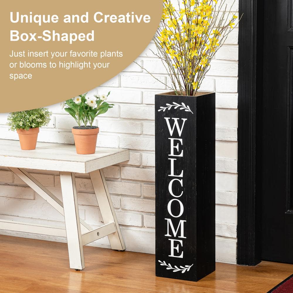 Black Solid Wood Double Sided Outdoor Welcome Porch Sign