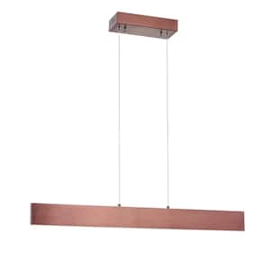 Draper 32 in. Dimmable Adjustable Integrated LED Anodized Bronze Metal Linear Pendant