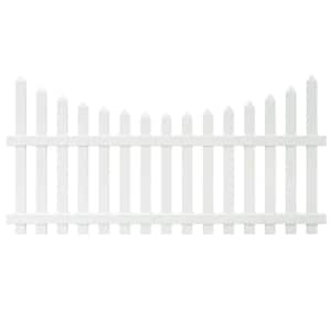 Glendale 4 ft. H x 8 ft. W White Vinyl Scalloped Top Spaced Picket Fence Panel with 3 in. Unassembled Pointed Pickets