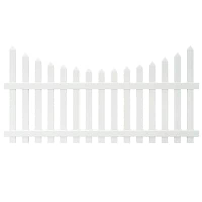 Glendale 4 ft. H x 8 ft. W White Vinyl Scalloped Top Spaced Picket Fence Panel with 3 in. Unassembled Pointed Pickets
