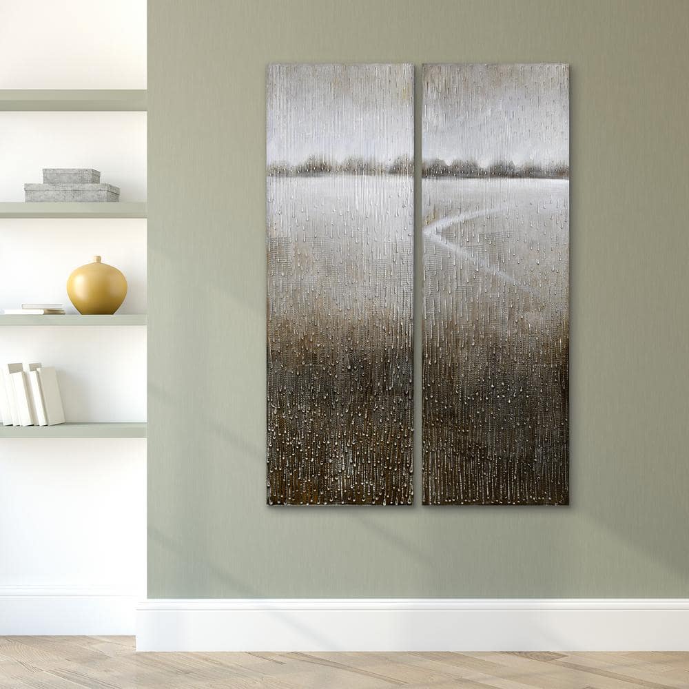 Martin Edwards Gray and Brown Abstract Canvas Wall Art Set