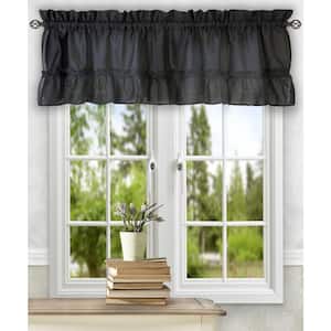 Stacey 13 in. L Polyester/Cotton Ruffled Filler Valance in Black
