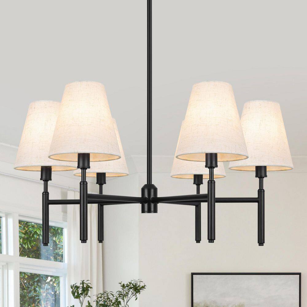 6-Light Dimmable Classic / Traditional Black Chandelier with White Fabric Shade for Dining Room price history on PriceWatchPro