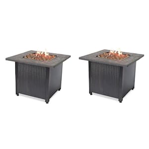 30 in. Gas Firepit with Lava Rock and Real Slate Mantel (2-Pack)