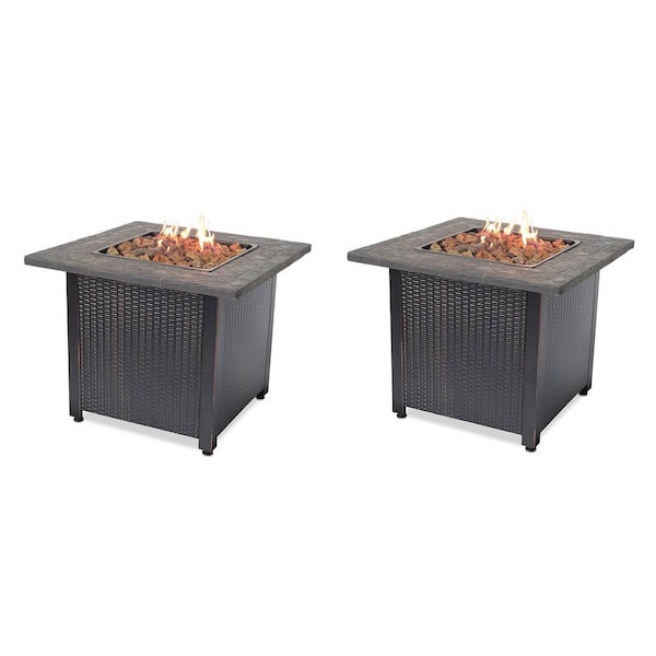 Lava Rock And Real Slate Mantel, Lp Gas Outdoor Fire Pit With Aluminum Mantels