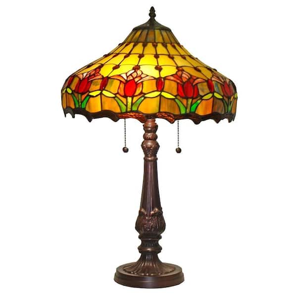 Amora Lighting 24 in. Tiffany Style Tulips Design Table Lamp