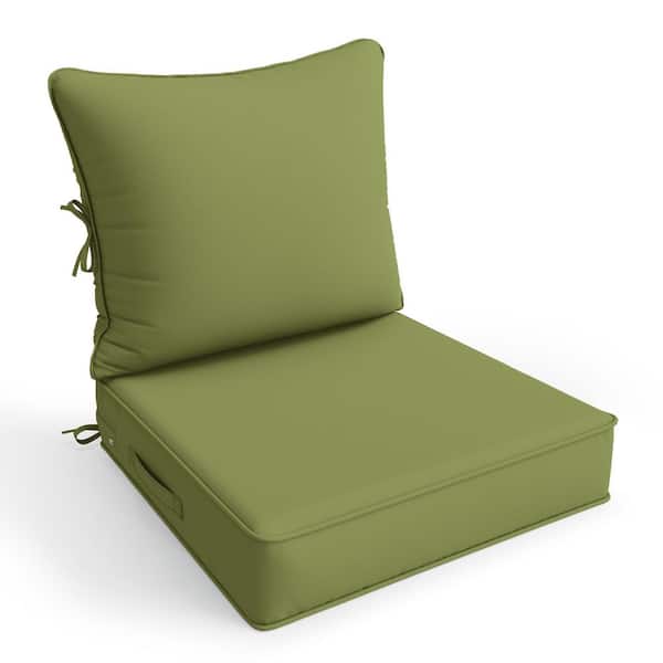 22 in. x 24 in. x 5 in. Square Outdoor Deep Seating Cushion Set Seat and Back Cushion for Lounge Chair Light Green