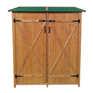 53 in. W x 24.6 in. D x 63.4 in. H Natural Wood Outdoor Storage Cabinet with Asphalt Roof