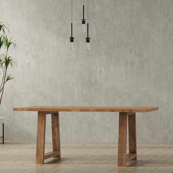 Whitley Modern Farmhouse Burnt Wax Wood 72 in. 4 Legs Rectangle Dining Table, Seats 8