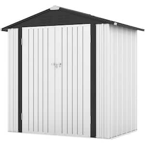 6 ft. W x 4 ft. D Outdoor Storage White Metal Shed with Sloping Roof and Double Lockable Door (26 sq. ft.)