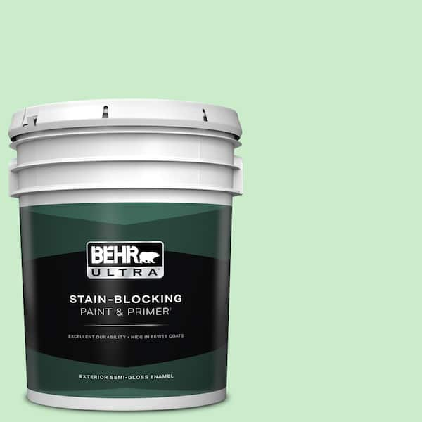 BEHR ULTRA 5 gal. #P390-2 Chilled Mint Semi-Gloss Enamel Exterior Paint & Primer