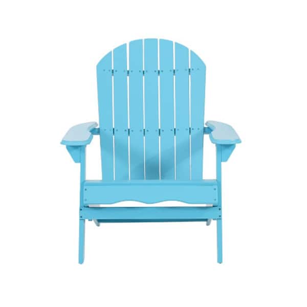 Unbranded 34 in. Classic Teal Foldable Design Durable Acacia Wood Rustic Adirondack Chair Water-Resistant with Wide Armrest