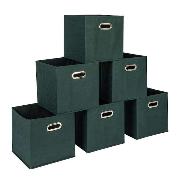 11 in. H x 11 in. W x 11 in. D Dark Green Cardboard Cube Storage Bin 6-Pack