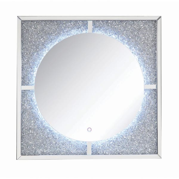 HomeRoots 39 in. W x 39 in. H Wood Silver Vanity Mirror