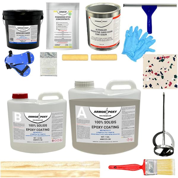 ARMORPOXY 1.5 gal. Tan Gloss 2-Part 300 sq.ft. Epoxy Kit Interior  Industrial Concrete Basement & Garage Epoxy Floor Paint Kit TP-KIT-DESTAN-S  - The Home Depot