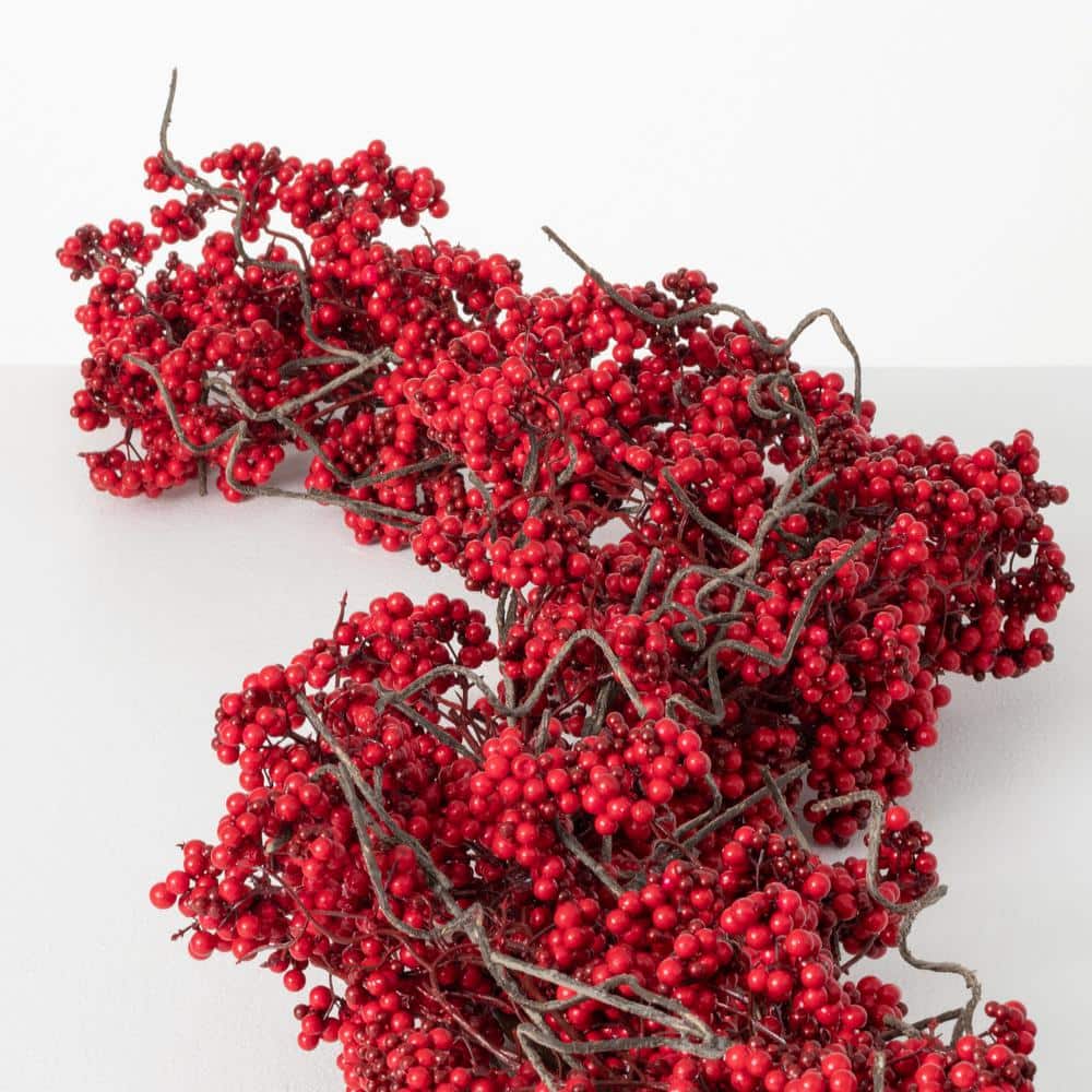 Red Berry Garland Flexible Artificial Red And Burgundy Berry - Temu