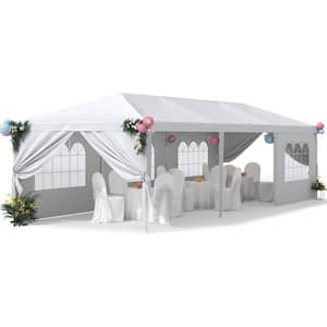 10 ft. x 30 ft. Outdoor White Patio Camping Heavy Duty Gazebo Shelter Party Canopy Tent for Wedding BBQ Events