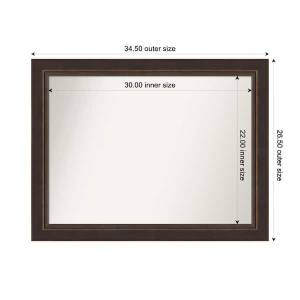 Amanti Art Lara Bronze 34.5 in. W x 26.5 in. H Custom Non-Beveled Wood Framed Bathroom Vanity Wall Mirror