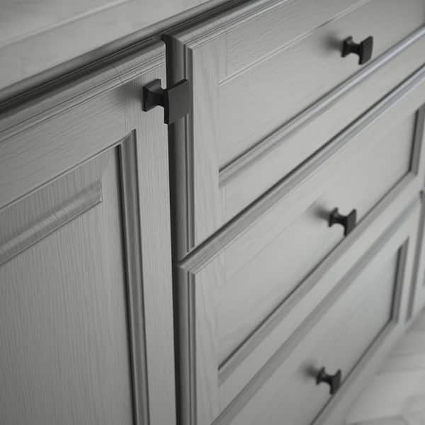 Structured Square 1 in. (25 mm) Modern Matte Black Cabinet Knob