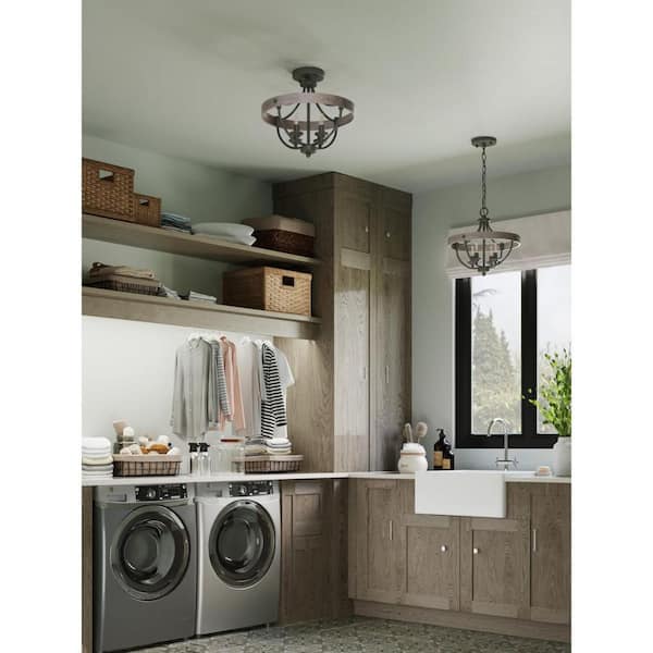 Gulliver Collection 15-1/4 in. 4-Light Graphite Coastal Semi- Flush Mount Bedroom Light
