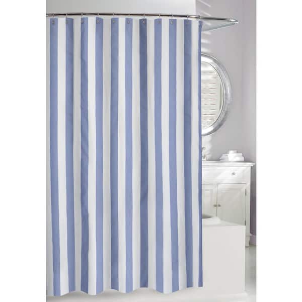 White Fabric Shower Curtain 205100, Blue Pattern Shower Curtain