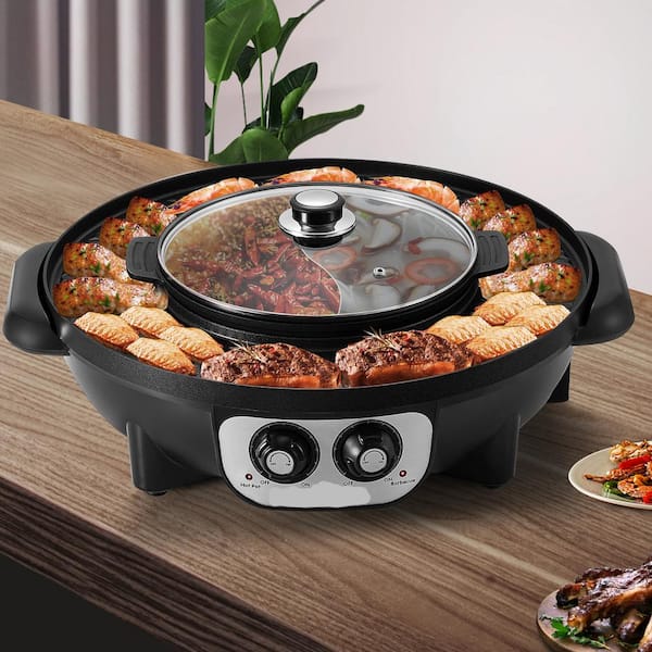 Food Party 3 in 1 Electric Skillet- discount Hot Pot- Steamer with Lids- Adjustable Tempe