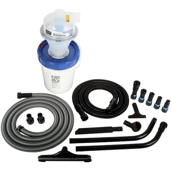 Cen-Tec Assembled Dust Separator with 5 Gallon Locking Collection Bin with Power Adapter Set, 16 Ft. Hose, and Vacuum Tools