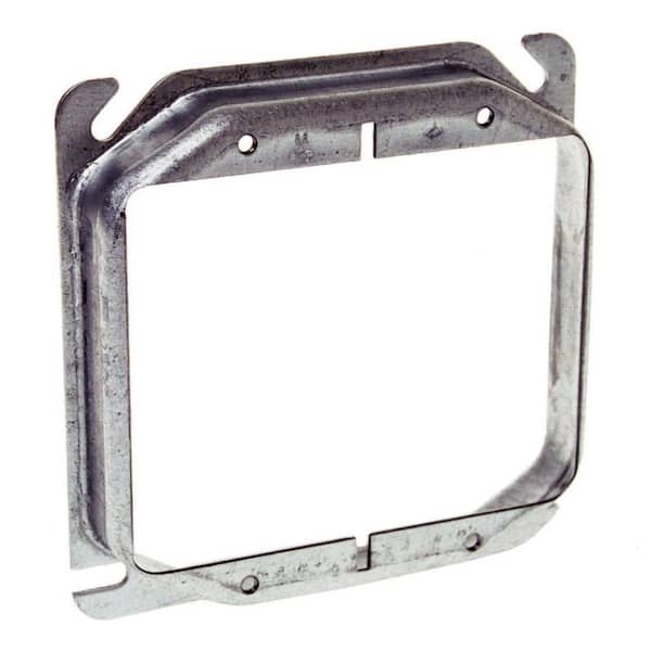RACO 4 in. W Galv. Steel Gray 2-Gang Two-Device Square Cover, 1-1/4 in. Raised, 1-Pack