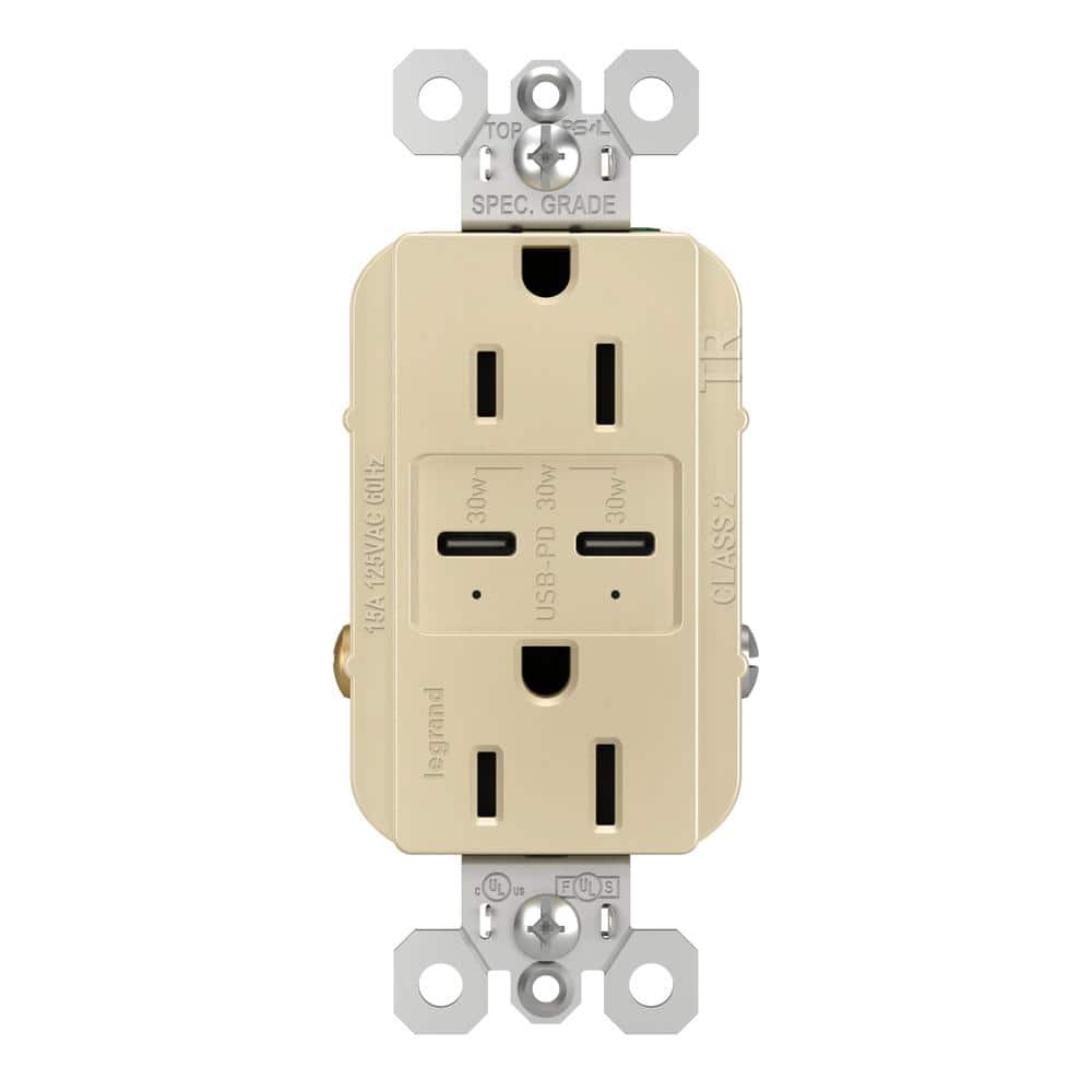 radiant 15 Amp 125-Volt Tamper-Resistant Duplex Outlet with Ultra-Fast 6A PLUS 30W Power Delivery USB C/C, Ivory price history on PriceWatchPro
