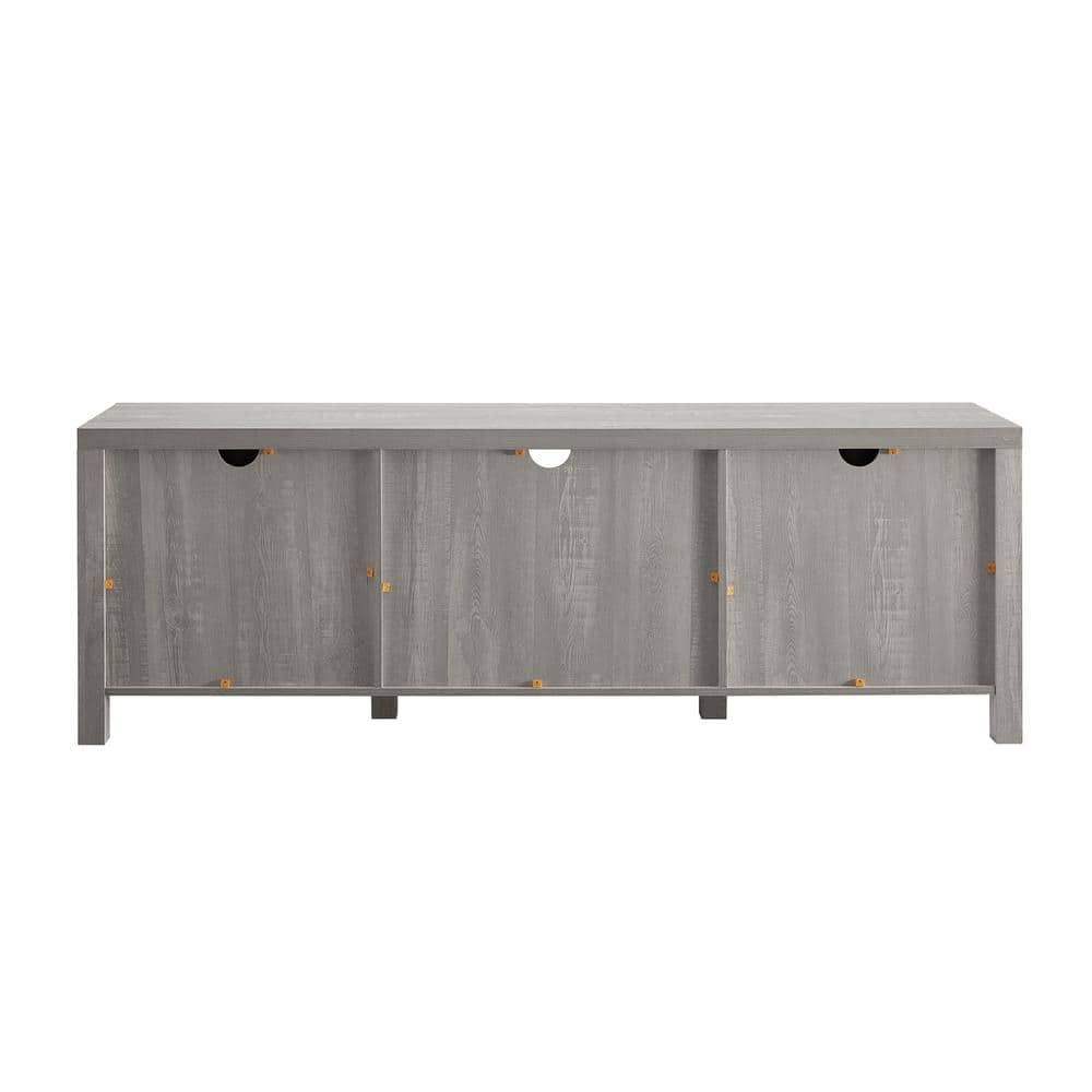 Modern Farmhouse 70" Black Stone TV Stand with Barn Doors