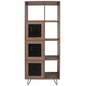63 in. Brown Wood 5-shelf Standard Bookcase with Doors