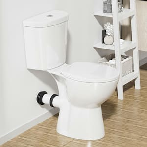 19 in. Rear Drain Toilet 0.8/1.28 GPF Double Flush Round in White, with Soft Closing Seat