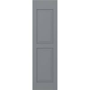 12 in. W x 35 in. H Americraft 2-Equal Raised Panel Exterior Real Wood Shutters Pair in Ocean Swell